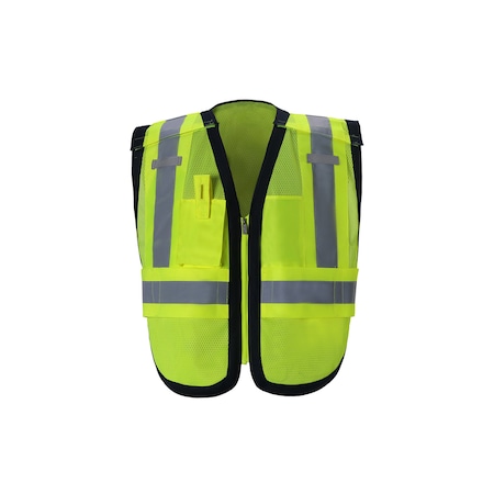 2W International Hi-Vis Public Safety Vest Plus Class 2 U Back, , Hook & Loop 2 Pockets, 2 Mic Tab PWB505BL RG